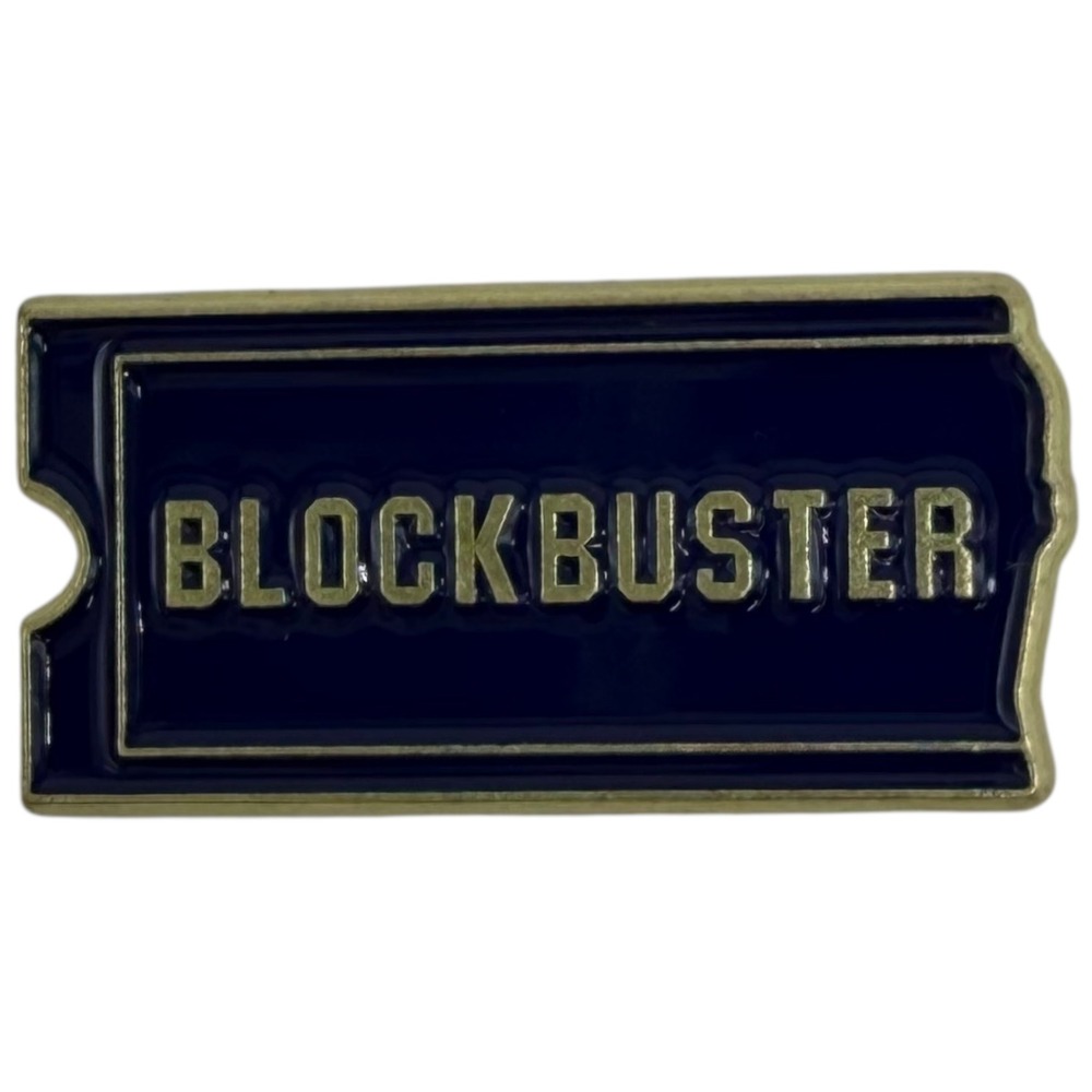Blockbuster Video Movie Ticket Enamel Pin Gold Tone Lapel Pin Collectible‎